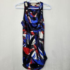 Michael Michael Kors Multicolor Abstract Drape Front Sheer Top Size Small